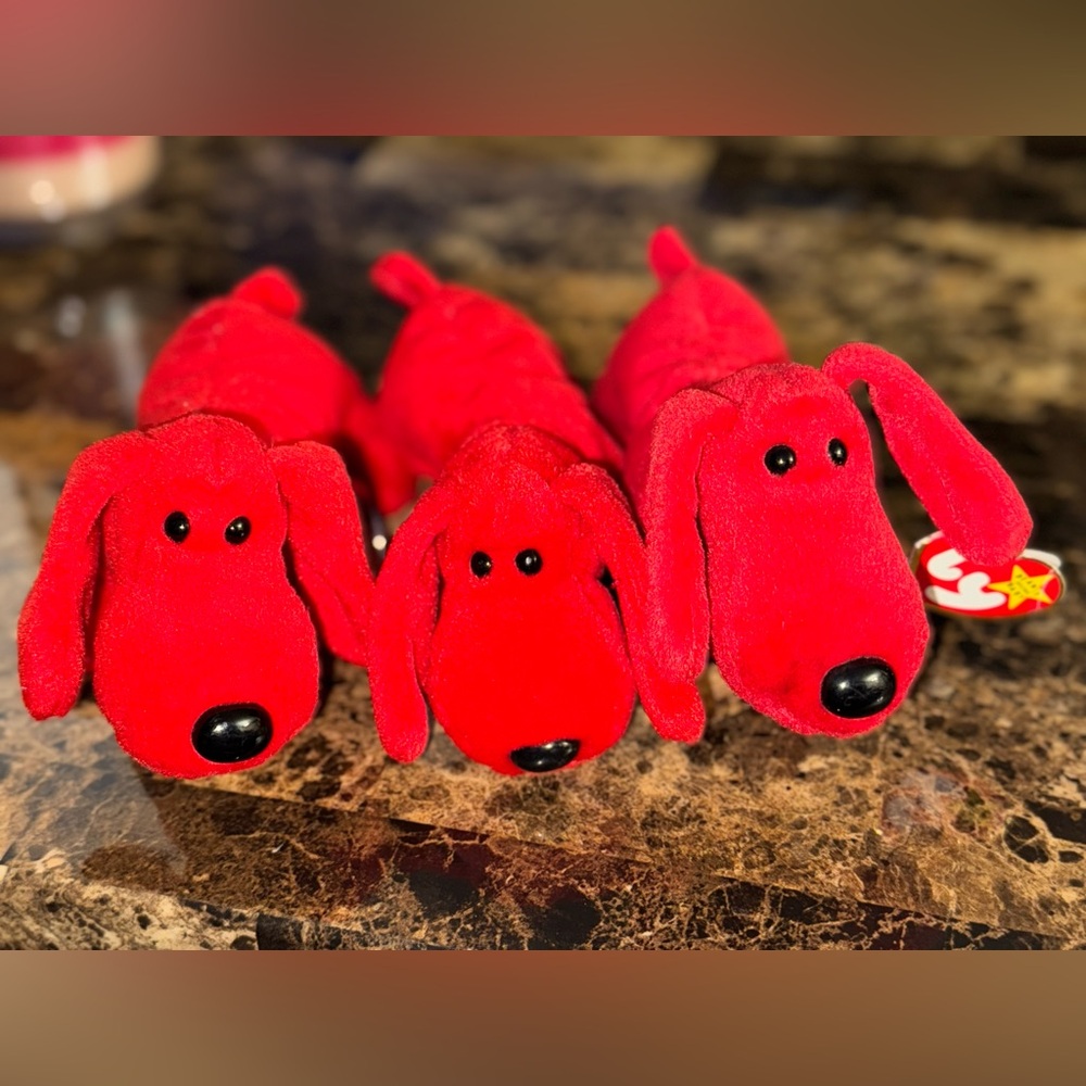 🐶 TY Beanie Babies Rover Set of 3 • Red Dog • 1996 • Style 4101